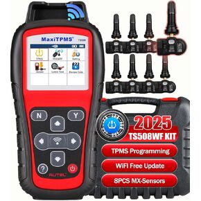Autel MaxiTPMS TS508WF KIT Upgrade of TS508K TS508 TS501Pro TS408S, TPMS Scan Tool with 8PCS 315MHz+433MHz MX-Sensor Read Clear DTCs TPMS Reset OBD Relearn Activate TPMS Programming Free Update