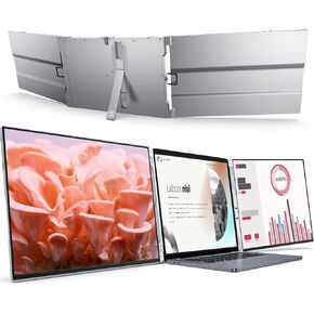 L LIMINK ET14 PRO Portable Triple Monitor for 13.3-16 Inches Laptops, 14" FHD 1200P Triple Detachable Screen Laptop Extender, Laptop Attachable Monitor Compatible with Mac/Wins, Powered by USB&HDMI