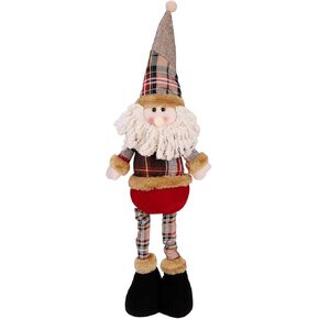 Ibluelover Christmas Decorations Figurine Telescopic Length Christmas Ornament Snowman Reindeer Santa Claus Plaid Standing Home Decorations Doll Soft Door Window Table Tree Holiday Decor (1 Piece)