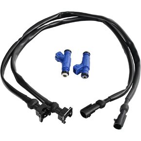 1202863, 1253558 2PCS Fuel Injector with Pigtail Harness Compatible with Polaris Ranger/RZR/Sportsman 700 800 EFI 2005-2014