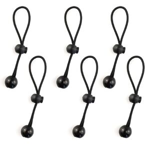 Universal Bungee Tie Downs, Ball Bungee Cords Multi-Purpose Bungee Cord,6-Inch Bungie Cord with Ball for Outdoor Roller Blinds and Outdoor Roller Shades,Camping,Tents,Tarps (6 Piece,Black)
