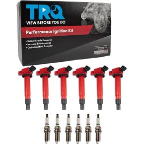 TRQ Ignition Kit Ignition Coil Spark Plugs Compatible with 2003-2009 Toyota 4Runner 2005-2015 Tacoma 2005-2011 Tundra