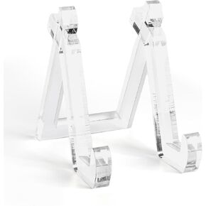 2 Pack Plate Stands for Display, 8 Inch Clear Acrylic Square Holder Stand Tabletop Picture Frame Stand Easel for Book, Decorative Plate, Plaque, Photo, Platter