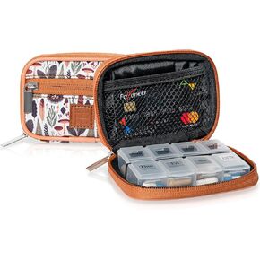 Made Easy Kit Pill Case for Everyday and Travel - 7-Day Weekly Medicine Supplement Vitamin Organizer Sorter Tracker - Neoprene Bag with Pockets - Compact Portable 8 Compartments (Red Love Language)