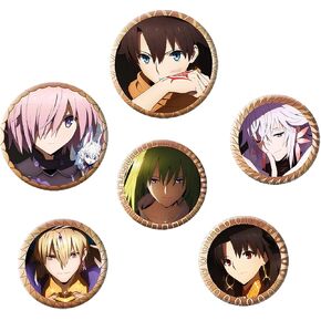 ABYSTYLE Fate Grand Order Character Bagde featuring Mash, Ritsuka, Merlin, Ishtar, Gilgamesh, and Enkidu Anime Manga Accessories Gift 4 Pcs