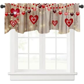 54x18 Inches Wood Siding Wall Love LED Lamp String Window Treatment Valance Star Sweet Romance Living Room Kitchen Valentine Day Anniversary Decorations Polyester