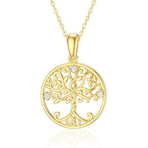 14k Solid Gold Tree of Life Pendant Necklaces for Women Moissanite Necklaces Gold Jewelry Present for Her