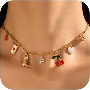 Gold Initial Necklace for Women Charm Necklace Jewelry Dainty Necklace for Women Western Jewelry Cowboy Boot Cowgirl Outfits Gifts for Girlfriend