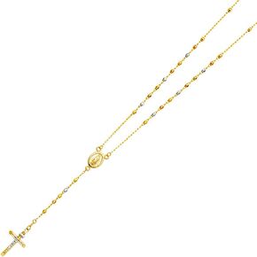 14k Tri Color Gold 3mm Rosario/Rosary Necklace - 26"