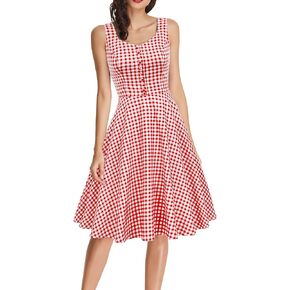 فستان Belle Poque للسيدات من الخمسينيات من القرن الماضي بدون أكمام لحفلات العودة للوطن وحفلات الكوكتيل على شكل حرف A للصيف in Kuwait