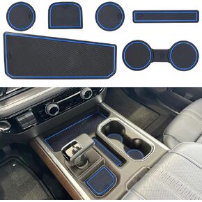 بطانة وحدة التحكم المركزية لملحقات Chevy Silverado 1500 / GMC Sierra 1500 2023 2024 2025، سجادة حامل الأكواب، زخرفة كوستر، جزء داخلي مضاد للغبار، وسادة غير قابلة للانزلاق، حشوة مطاطية مخصصة (6 قطع، برتقالي)