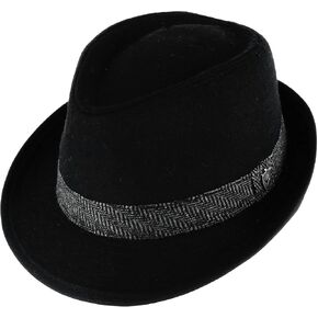 Men’s Fedora, 2" Brim, Classic Wool Blend with Herringbone Band