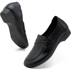 Loafers for Women Slip-Ons Genuine Leather Platfor Penny Loafers Shoes Rubber Sole No Slip
