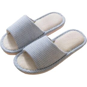 Home Slippers Man Slippers Flax Linen Blend Breathable Solid Color Slippers for Men Women Livingroom