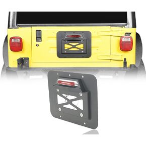 u-Box Wrangler TJ Spare Tire Delete License Plate Relocation Kit w/Plate Illuminate Light & Third Brake Light for Jeep Wrangler TJ 1997-2006