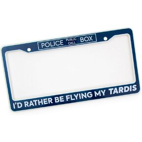 Doctor Who "I'd Rather Be Flying My TARDIS" Plastic License Plate Frame Cover, Back Car Plate Bracket Holder
