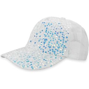 Bling Baseball Cap for Women, Sparkle Sequin Hat with Ponytail Hole, for Running & Travel & 1920s 20s Disco Party H-H-M3