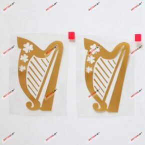 2X Gold 4'' Irish Celtic Harp Decal Sticker Ireland Shamrock Car Vinyl