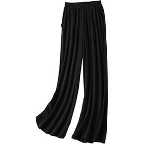 Womens Linen Pants High Elastic Waist Wide Leg Flowy Pants Plus Size with Pockets