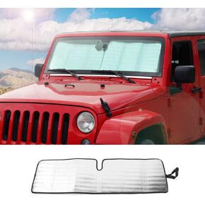 Windshield Sunshade Car Sun Shade Heat Shield JK Custom-fit Sunshade Sun Visor Mat for 1997-2017 Jeep Wrangler Rubicon Sahara TJ JK JKU 2/4 Doors
