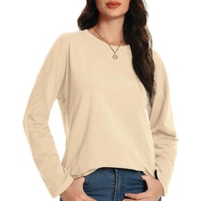 Auriviz Womens Long Sleeve Shirts Loose Fitted Crewneck Basic Tops Casual Tees Outfits Spring Clothes 2025