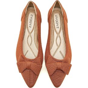 Womens Flats Shoes Pointed Toe Knit Mesh Ballet Flats with Bowknot Comfortable Dressy Washable Flat