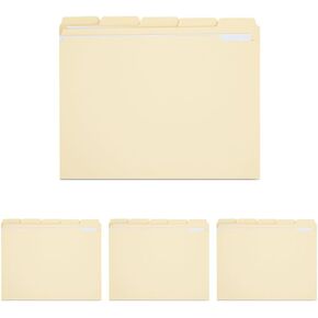 Universal UNV16115 2-Ply 1/5-Cut Assorted Top Tab File Folders - Letter Size, Manila (100/Box)