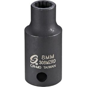 Sunex 308MZRD 3/8-Inch Drive 8mm 12-Point Semi-Deep Impact Socket