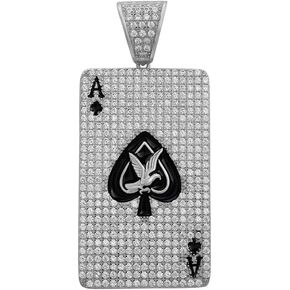 HarlemBling Solid 925 Sterling Silver Iced Ace Of Spades Pendant - Men's - Great For Any Chain! Hip Hop Style
