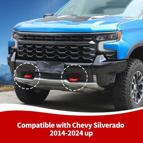 Tow Hook Cover fit for Chevy Silverado 1500 2007-2024, Front Bumper Tow Hooks Rubber Accessories, Red in Kuwait