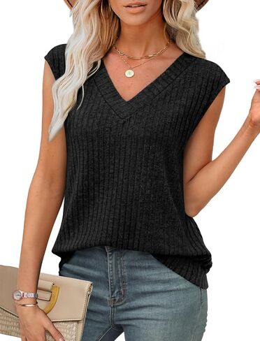 SAMPEEL Womens V Neck Sleeveless Sweater Tank Top Spring Casual Sweater Vest Summer Outifts 2025 in Saudi Arabia