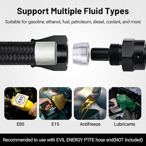 EVIL ENERGY 6AN PTFE Fuel Line Kit, AN6 E85 Fuel Hose Line 12FT Black 5/16 inch in Kuwait