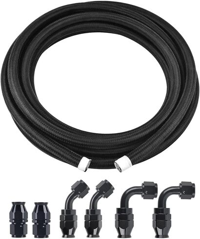 EVIL ENERGY 6AN PTFE Fuel Line Kit, AN6 E85 Fuel Hose Line 12FT Black 5/16 inch in Kuwait