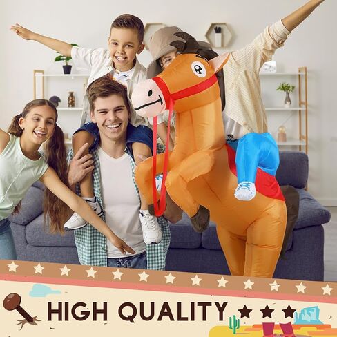 3 قطع الكبار نفخ زي هالوين نفخ الحصان زي مجموعة ركوب كاوبوي زي مربع وشاح قبعة رعاة البقر تفجير الأزياء حزب in Kuwait