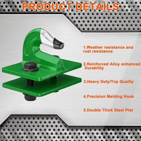 2 Packs 3/8 Inch Tractor Bucket Grab Hook,Bolt On Grab Hook,Grade 70 Forged Steel Bolt on Tractor Bucket Hook,Heavy Duty Tow Hook for Tractor Bucket,Compatible for RV UTV Truck,Max 15000 lbs (Green) in Saudi Arabia