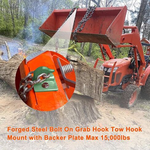 2 Packs 3/8 Inch Tractor Bucket Grab Hook,Bolt On Grab Hook,Grade 70 Forged Steel Bolt on Tractor Bucket Hook,Heavy Duty Tow Hook for Tractor Bucket,Compatible for RV UTV Truck,Max 15000 lbs (Green) in Saudi Arabia