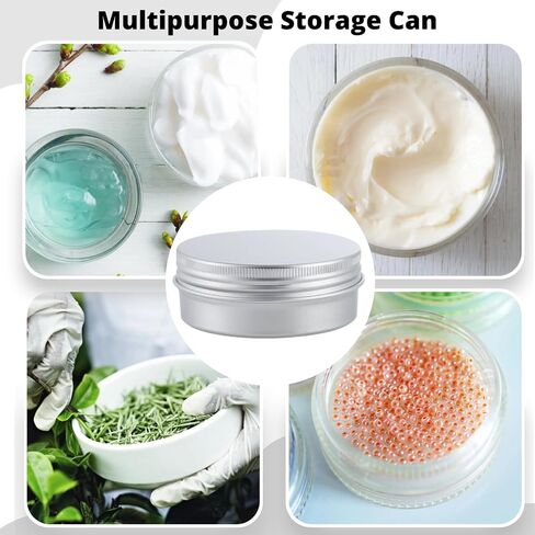 60PCS Metal Round Tins, 2 oz Aluminum Tin Cans Containers with Screw Lid for Lotion Bars, Balms, Salve, Spices or Beard Balm, DIY Candle Making Jar in Saudi Arabia