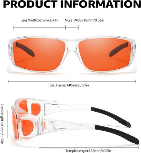 LVIOE Fit Over Blue Light Blocking Glasses for Women Men, Wraparound Wear Over Glasses Reduce Eyestrain Sleep Better LB0311M in Kuwait