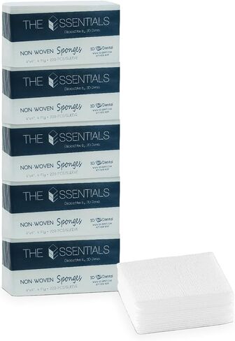 The Essentials 1000 قطعة من وسادات الشاش 2x2 - إسفنجة شاش أسنان ناعمة غير معقمة وغير منسوجة من 4 طبقات - مناديل تجميلية - مربعات شاش طبية لجميع الأغراض للإسعافات الأولية والجراحية وتضميد الجروح in Saudi Arabia