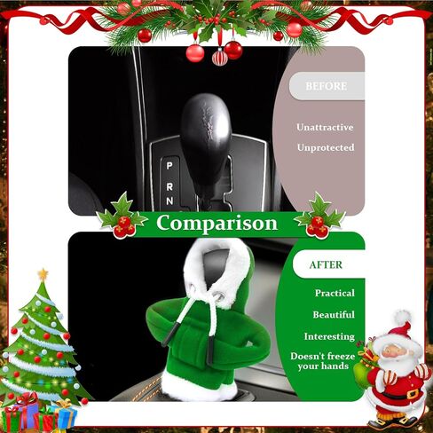 Car Decoration Interior Accessories- Christmas Santa Hat,Cute Christmas Car Decor Gear Shift Knob Cover for Manual/Automatic Shift Knob,Universal Car Shift Cover Fits Most car in Kuwait