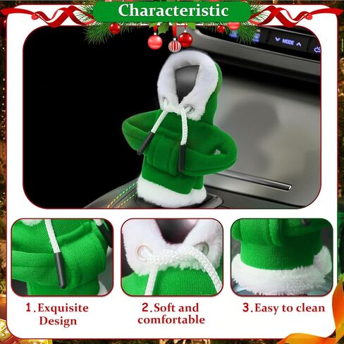 Car Decoration Interior Accessories- Christmas Santa Hat,Cute Christmas Car Decor Gear Shift Knob Cover for Manual/Automatic Shift Knob,Universal Car Shift Cover Fits Most car in Kuwait