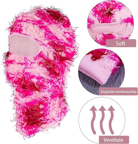2 Pcs Distressed Balaclava Ski Mask, Windproof Fuzzy Ski Masks, Full Face Windproof Mask for Outdoor Sports in Saudi Arabia