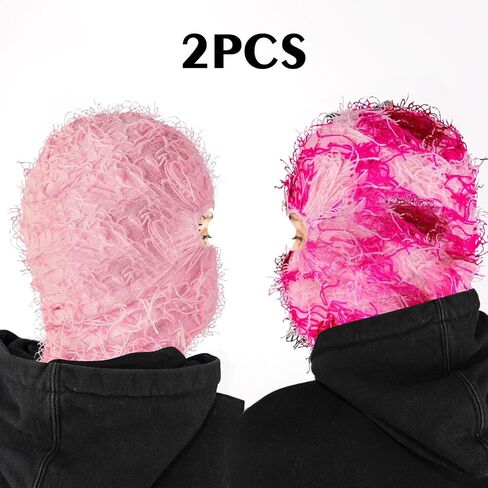 2 Pcs Distressed Balaclava Ski Mask, Windproof Fuzzy Ski Masks, Full Face Windproof Mask for Outdoor Sports in Saudi Arabia