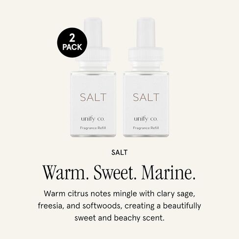 Pura & Unify Co. Home Scent Refill - Smart Home Air Diffuser Fragrance - Up to 120-Hours of Premium Fragrance per Refill - Clean & Safe Diffuser Fragrance - Household Essential - 2 Pack, Salt in Saudi Arabia