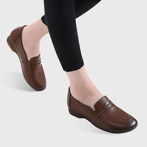 Loafers for Women Slip-Ons Genuine Leather Platfor Penny Loafers Shoes Rubber Sole No Slip in Saudi Arabia