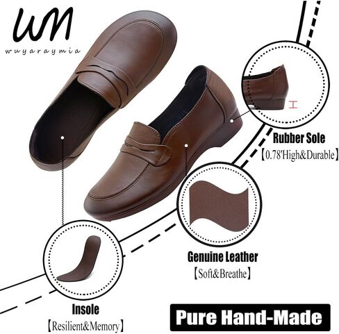 Loafers for Women Slip-Ons Genuine Leather Platfor Penny Loafers Shoes Rubber Sole No Slip in Saudi Arabia