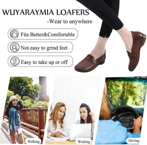 Loafers for Women Slip-Ons Genuine Leather Platfor Penny Loafers Shoes Rubber Sole No Slip in Saudi Arabia