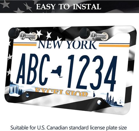Black American Flag License Plate Frames - 2 Pack Universal Patriotic Matte Gloss Stars Stripe US Flag Aluminum Car Tag Frame Holder Covers with 4 Fluttering Flag Valve Stem Caps, Screws Fasteners in Saudi Arabia