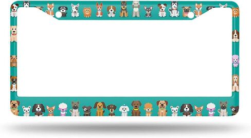 Beabes Cute Dogs License Plate Frame Pet Bulldog Animal Funny Novelty License Plate Frame Puppy Dachshund License Plate Car Tag Holder Metal License Plate Frame for US Vehicles Standard in Kuwait