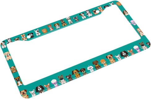 Beabes Cute Dogs License Plate Frame Pet Bulldog Animal Funny Novelty License Plate Frame Puppy Dachshund License Plate Car Tag Holder Metal License Plate Frame for US Vehicles Standard in Kuwait